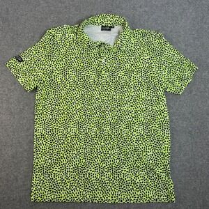 Sunday Swagger Mens Neon Yellow Black Cheetah Dot Golf Polo Shirt Size M